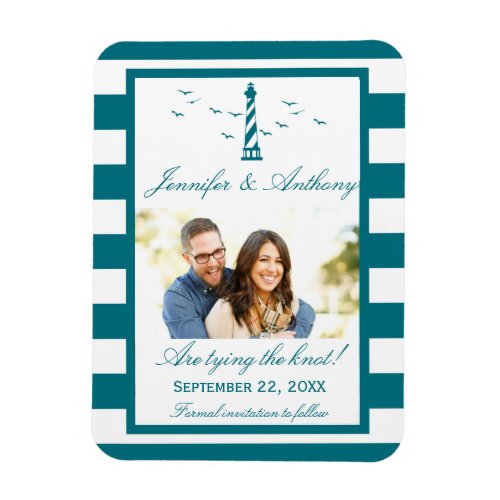 Nautical Lighthouse Wedding Photo Save The Date Magnet