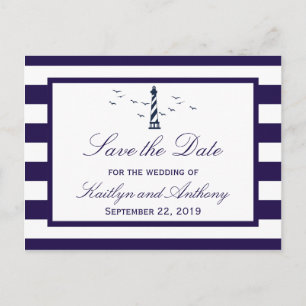 Nautical Lighthouse Wedding Save The Date Announcement Postcard
