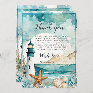 Nautical Lighthouse Wedding Thank You Card