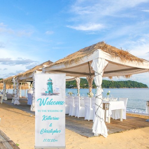 Nautical Lighthouse Welcome Wedding Retractable Banner