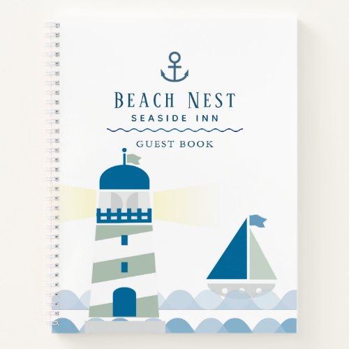 Nautical Lighthouse White Beach House Guest Book