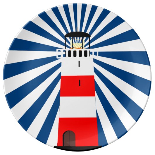 Nautical Lighthouse with Beams Porcelain Plate (Front)