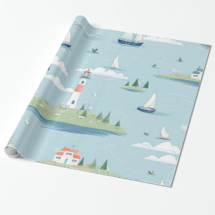 Nautical Lighthouse Wrapping Paper