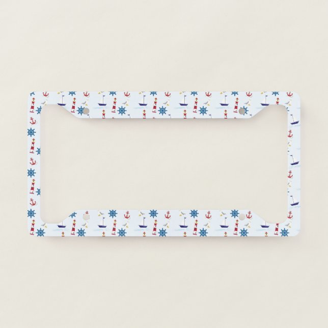 Nautical Lighthouses Theme Design License Plate Frame (Front)