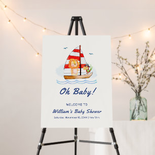 Nautical Lion Sailboat Baby Shower Welcome Sign