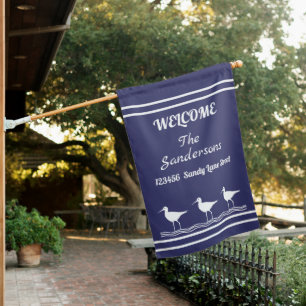 Nautical Lite Navy Blue White  Sandpipers  House Flag