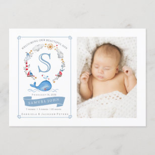 Personalised Birth Announcement Nautical Word Art