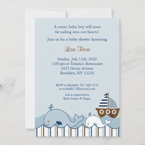 Nautical Little Whale Baby Shower Invitations