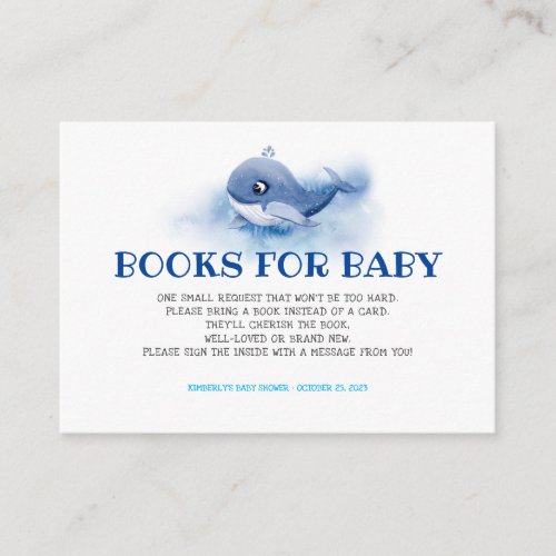 Nautical Little Whale Books For Baby Enclosure Card