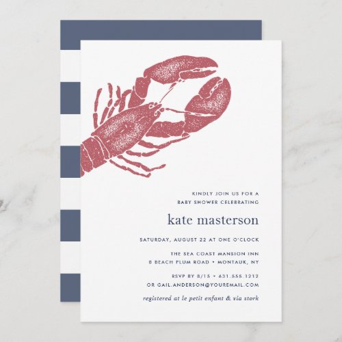 Nautical Lobster Baby Shower Invitation