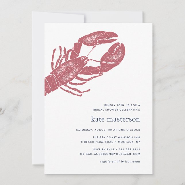 Nautical Lobster Bridal Shower Invitation (Front)