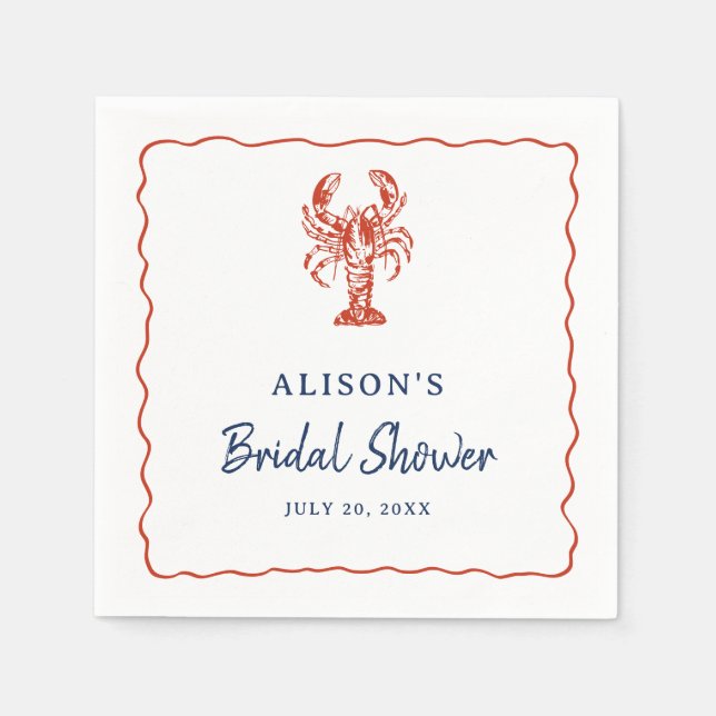 Nautical Lobster Coastal Bridal Shower  Napkins (Front)