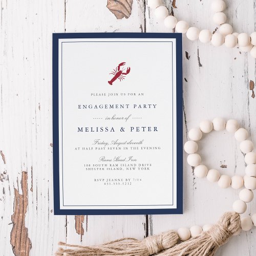 Nautical Lobster Engagement Party Invitation