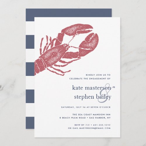 Nautical Lobster Engagement Party Invitation