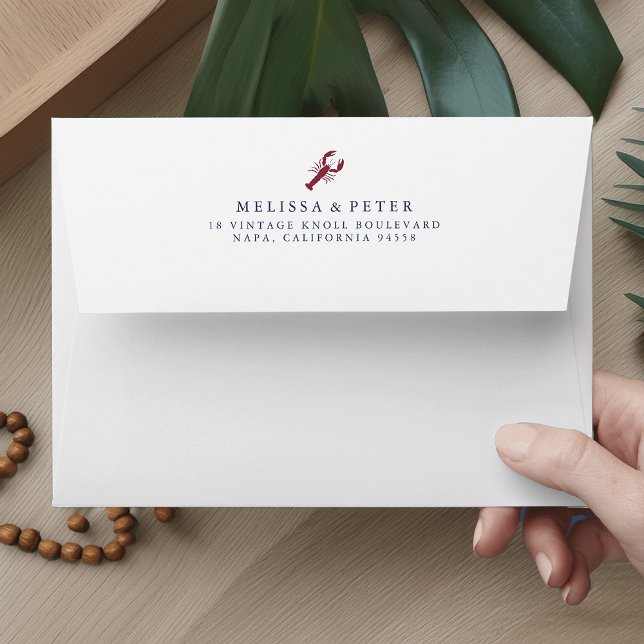 Nautical Lobster | Navy and Red Stripe Lined Envelope (Creator Uploaded)