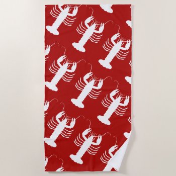 Nautical Lobster Pattern Beach Towel by idesigncafe at Zazzle
