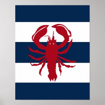 Nautical Lobster Print Red  Navy And White by Home_Suite_Home at Zazzle