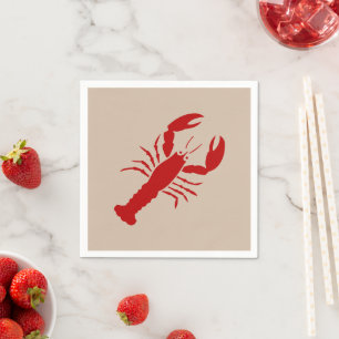 Nautical lobster red and beige paper napkins