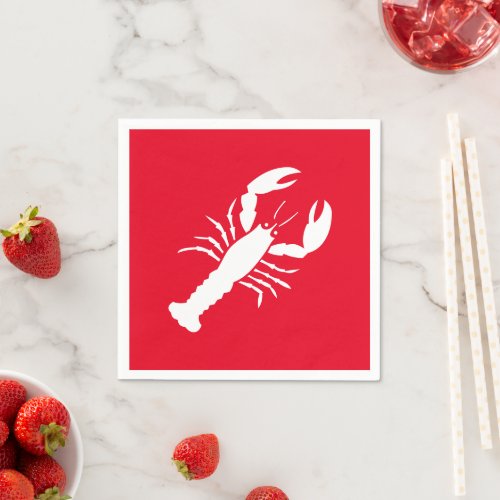 Nautical lobster red and white paper napkins