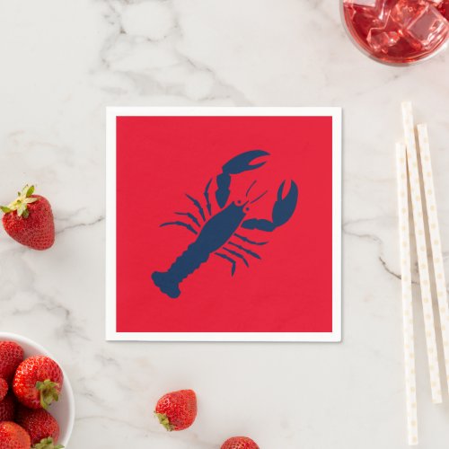 Nautical lobster red white blue paper napkins