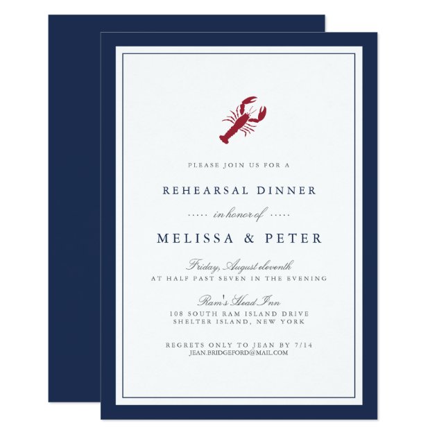 Nautical Lobster Rehearsal Dinner Invitation