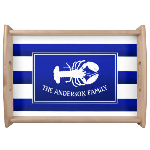 Nautical lobster seafood navy boating ocean serving tray