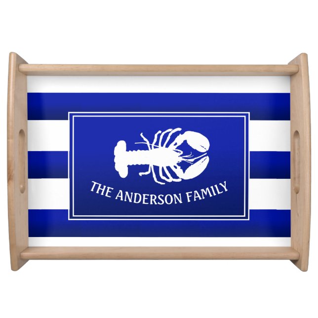 Nautical lobster seafood navy boating ocean serving tray (Front)