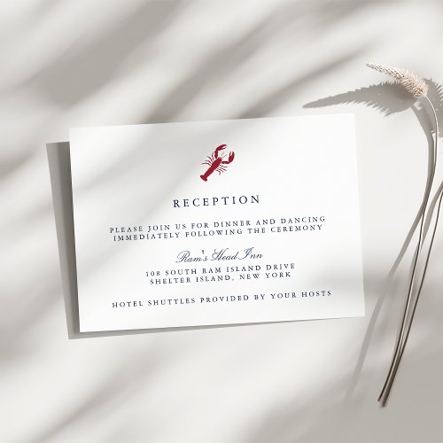 Nautical Lobster Wedding Reception Enclosure Card