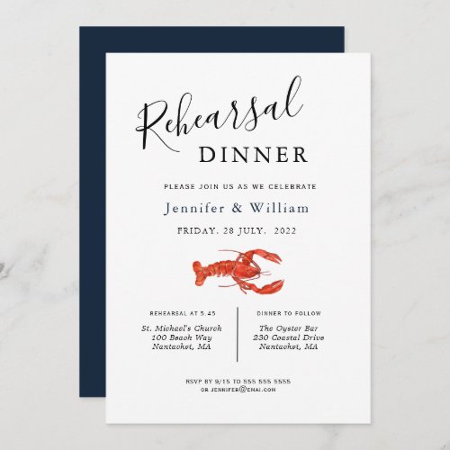 Nautical Lobster wedding Rehearsal Dinner   Announcement