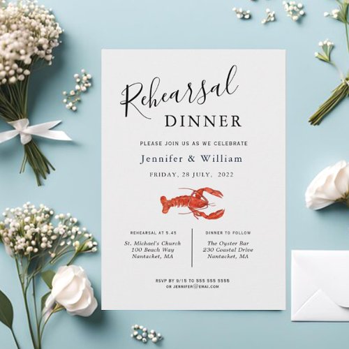 Nautical Lobster wedding Rehearsal Dinner   Announcement