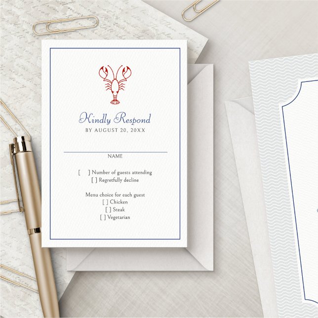 Nautical Lobster Wedding RSVP Card (Creator Uploaded)