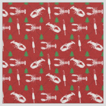 Nautical Lobsters and Buoys Christmas Pattern Fabric