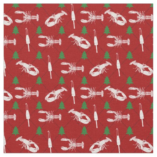 Nautical Lobsters and Buoys Christmas Pattern Fabric