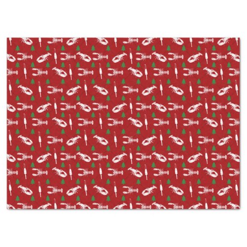Nautical Lobsters and Buoys Christmas Pattern Tissue Paper