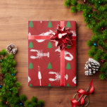 Nautical Lobsters and Buoys Christmas Pattern Wrapping Paper<br><div class="desc">Give your Christmas gifts a nautical touch with this wrapping paper. It features a pattern of white lobsters and vintage wooden fishing buoys against a red background with festive green Christmas tree accents.</div>