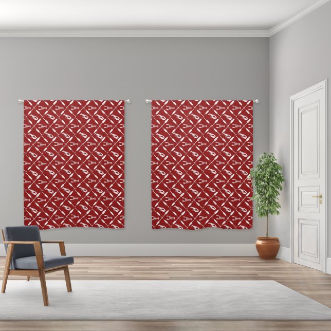Nautical Lobsters and Buoys Pattern Illustrated  Blackout Curtains (Wide)