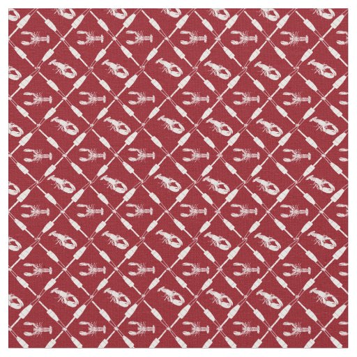 Nautical Lobsters and Buoys Pattern Illustrated Fabric