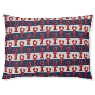 Nautical Lobsters on Navy Blue and Gray Pet Bed
