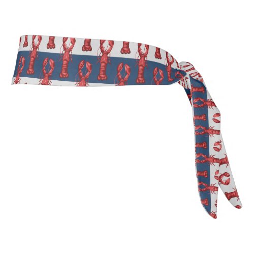 Nautical Lobsters on Navy Blue and Gray Stripes Tie Headband