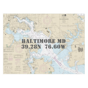 Nautical Longitude Latitude Baltimore MD 12281 Tablecloth