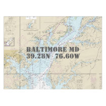 Nautical Longitude Latitude Baltimore MD Tablecloth