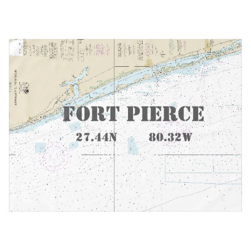 Nautical Longitude Latitude Fort Pierce FL Tablecloth