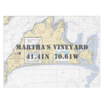 Nautical Longitude Latitude Martha's Vineyard Tablecloth
