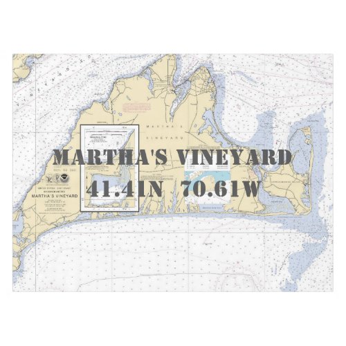Nautical Longitude Latitude Marthas Vineyard Tablecloth