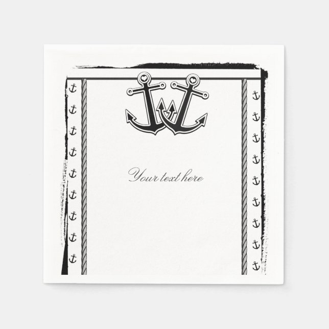 Nautical Love Anchors Beach Wedding Bridal Shower Paper Napkins (Front)