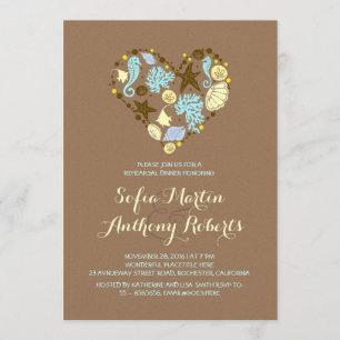 Nautical love heart beach rehearsal dinner invites