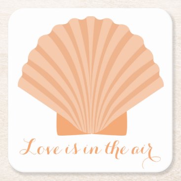 Nautical Love Orange Seashell Beach Wedding Party Square Paper Coaster Nautical Love Orange Seashell Beach Wedding Party Square Paper Coaster
