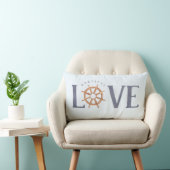 Nautical LOVE Watercolor Typography + Ship's Wheel Lumbar Pillow (Chair)