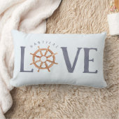 Nautical LOVE Watercolor Typography + Ship's Wheel Lumbar Pillow (Blanket)