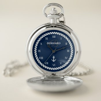 Nautical Luxury Pocket Watch With Custom Name by logotees at Zazzle
